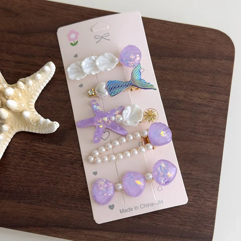 Mermaid Starfish Shell Hairpins - Piña Colada