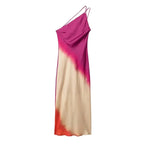 Long Dress Asymmertic Satin Backless - Piña Colada