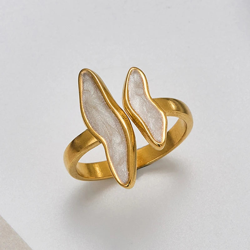 Wavy Crystal Open Ring