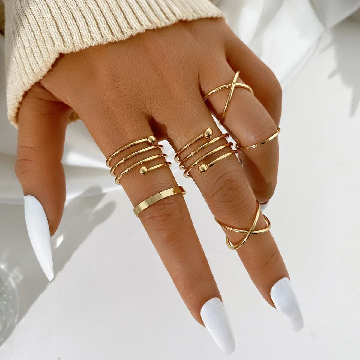 Boho Zircon Rings Set - Piña Colada
