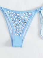 Diamond Rhinestones Halter Bikini - Piña Colada