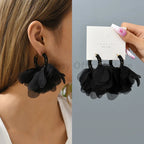 Boho Multicolor Cotton Flower Earrings - Piña Colada