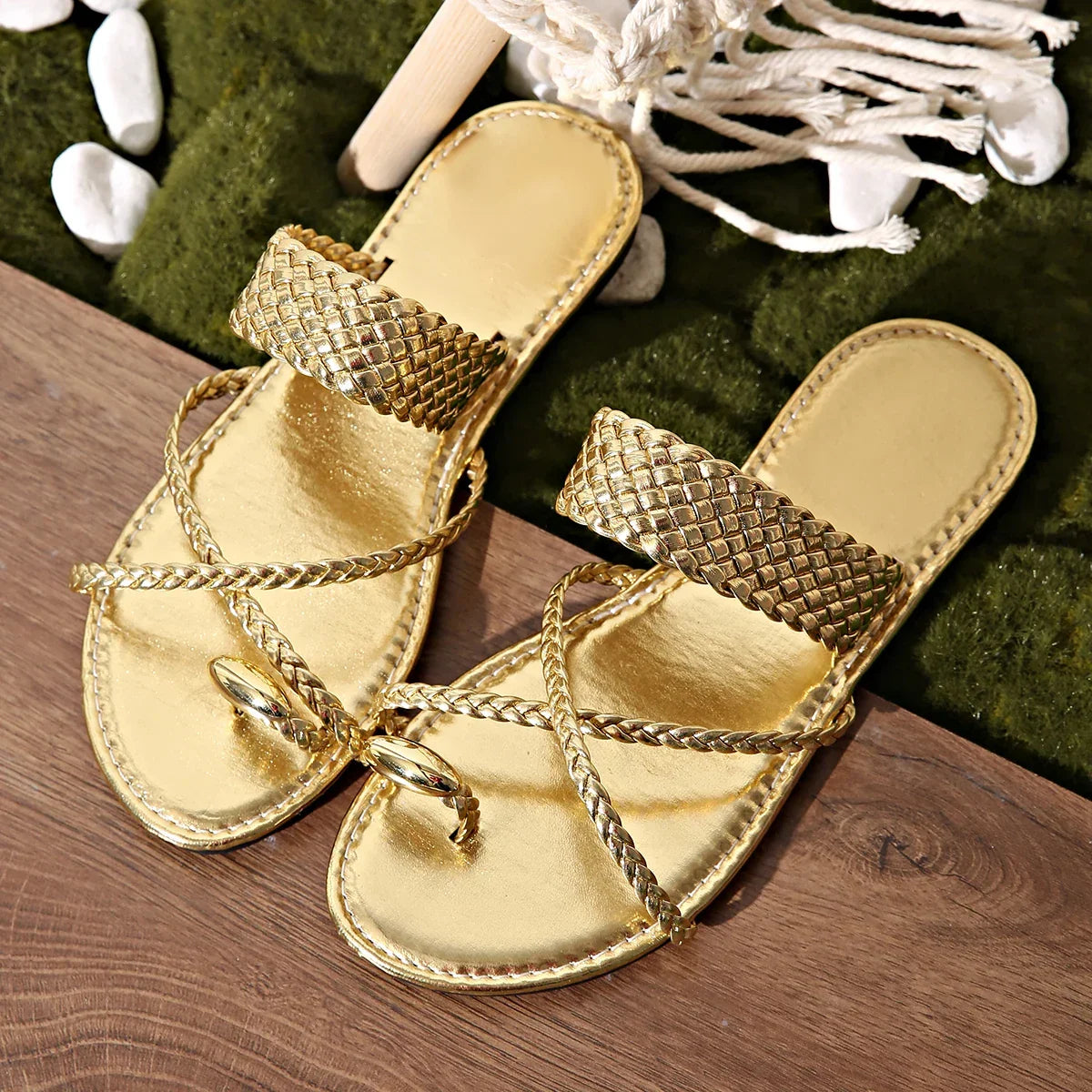 Elegant Flat Gladiator Sandals - Piña Colada