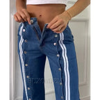 High Waist Loose Fit Wide Leg Jeans – Cotton Denim Comfort - Piña Colada