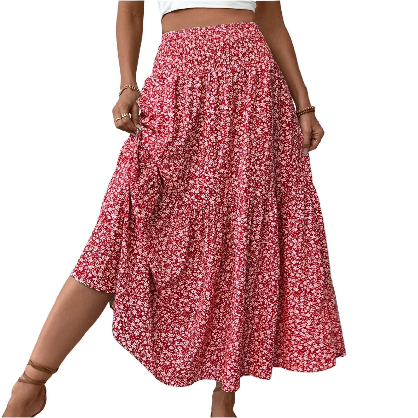 Floral Print Elastic Waist Loose - Piña Colada