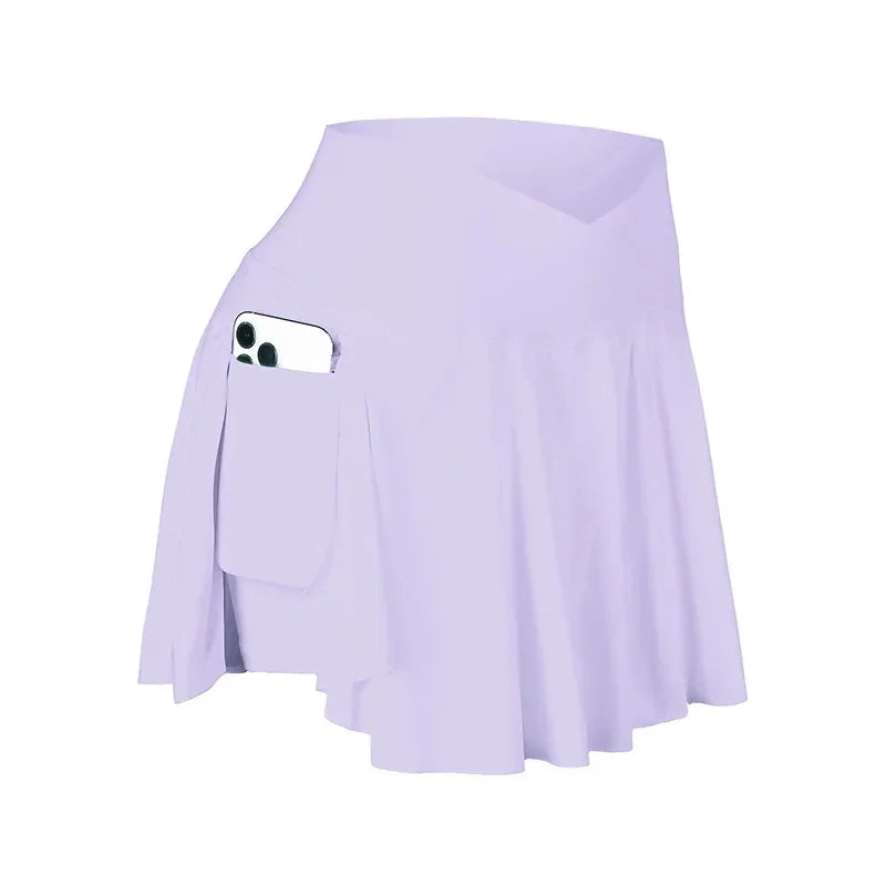 Casual A-Line Tennis Skirt with Stretch Waist - Piña Colada