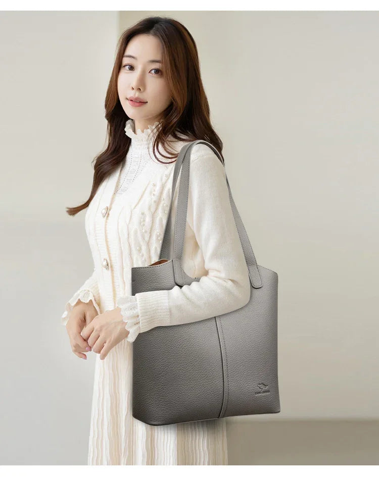 Soft Leather Shoulder Bag - Piña Colada