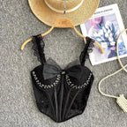 Tank Top Diamond Lace Mesh - Piña Colada