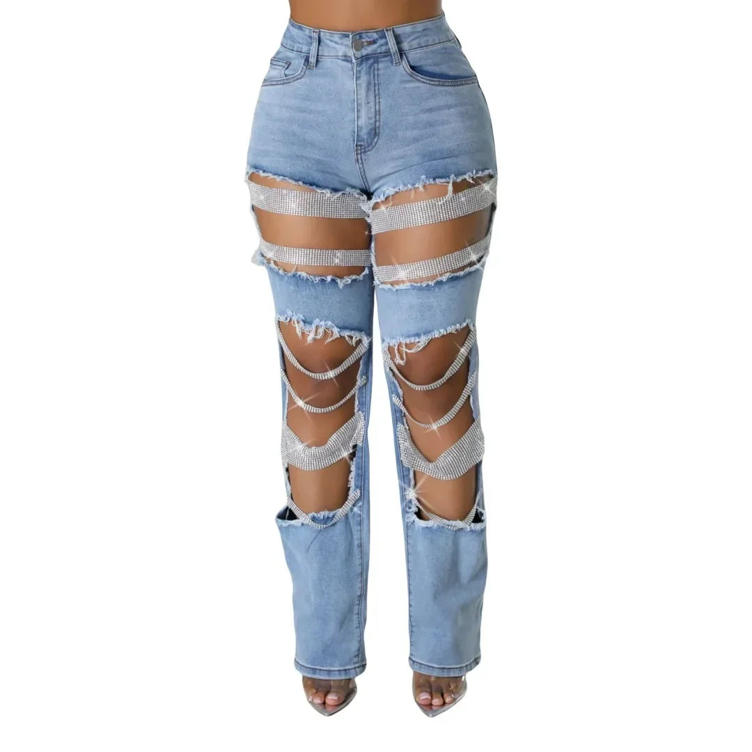 Beaded Tassel Straight Leg Jeans - Piña Colada