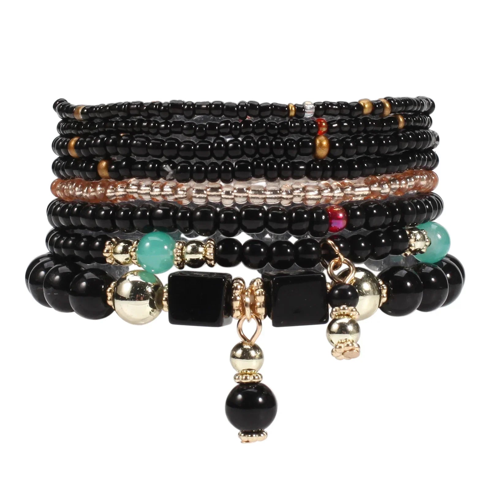Bohemian Multicolor Stackable Beaded Bracelets - Piña Colada
