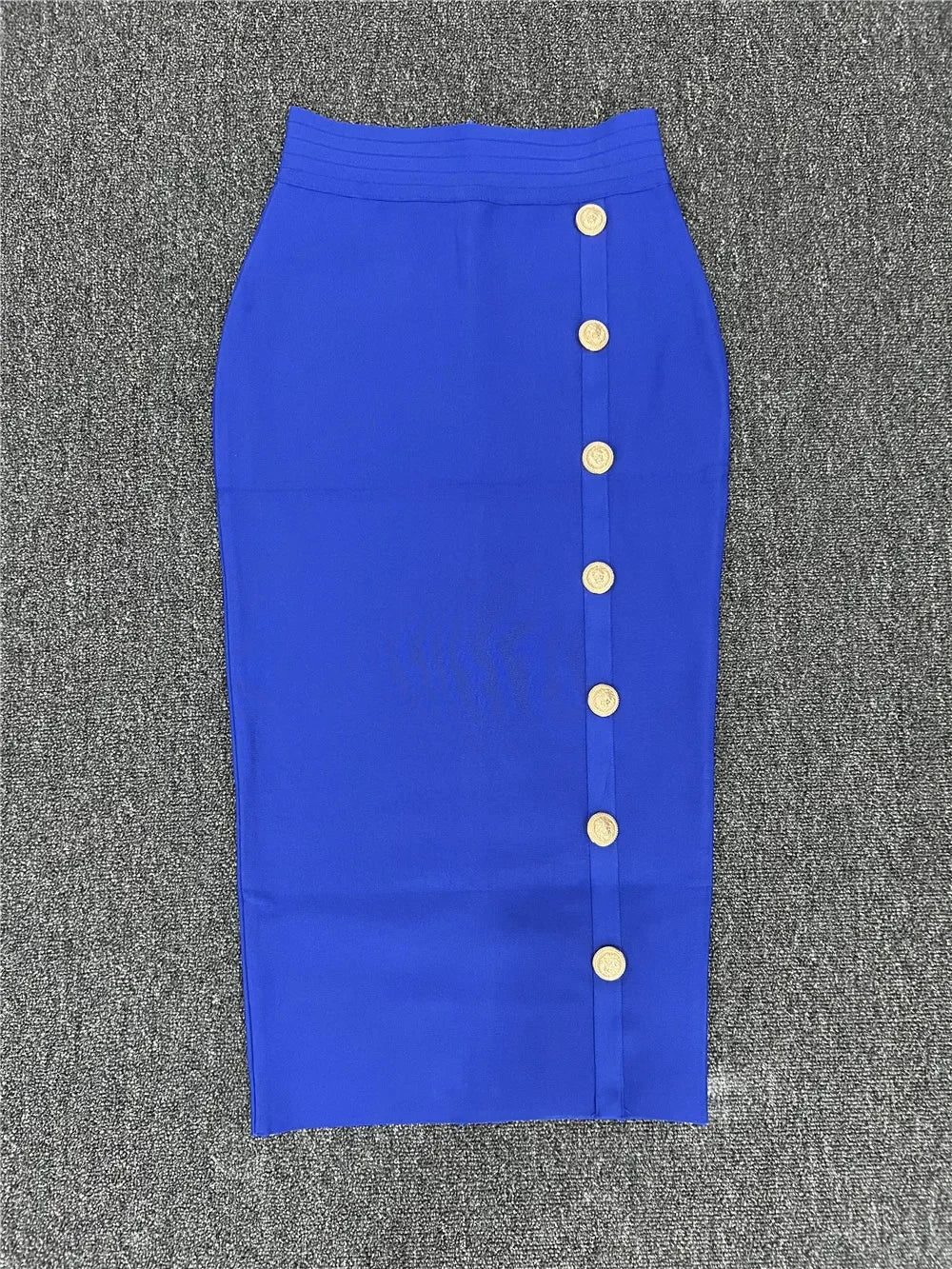 Elastic Bodycon Mid Bandage Skirt - Piña Colada