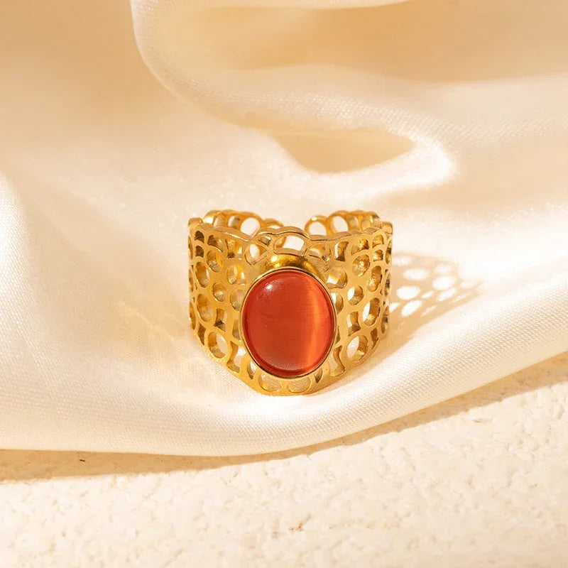 Colorful Stone Open Band Ring - Piña Colada