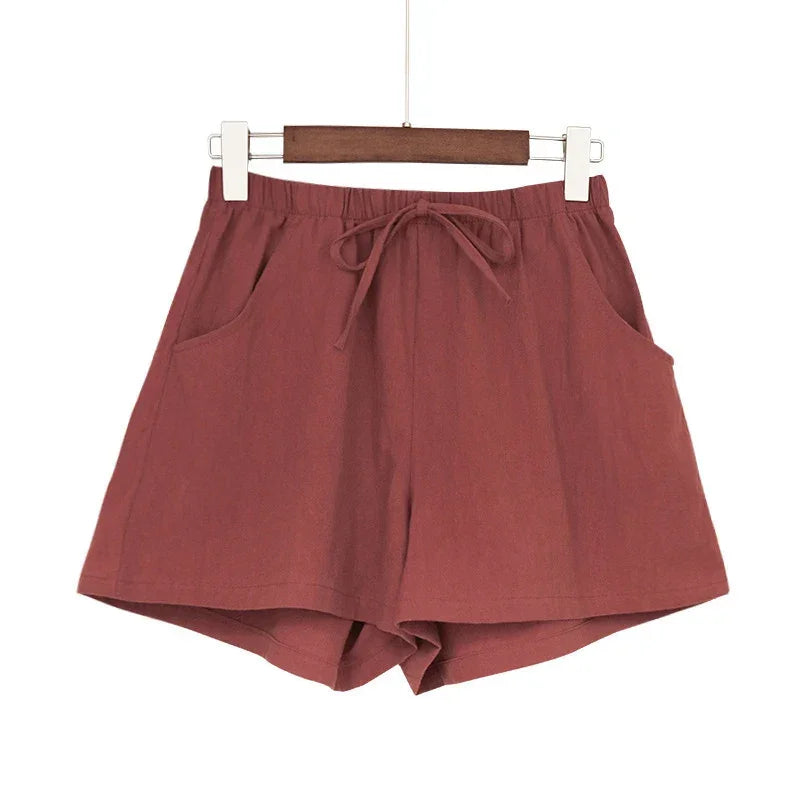 Summer Women Cotton Linen Shorts - Piña Colada