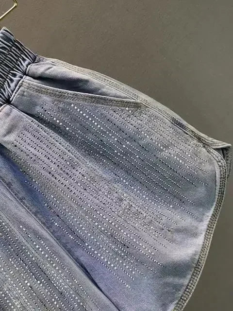 High Waist Loose Fit Denim Shorts - Piña Colada