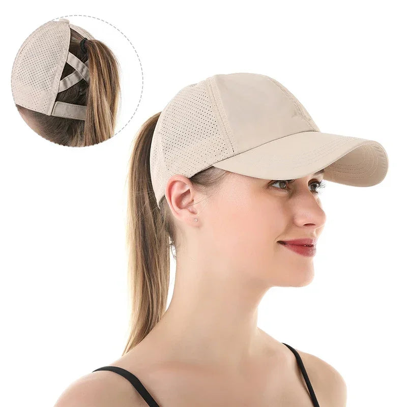 Caps Cross Ponytail Hat Mesh Quick-Drying