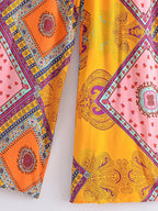 Floral Print Bohemian Wide Leg Pant - Piña Colada