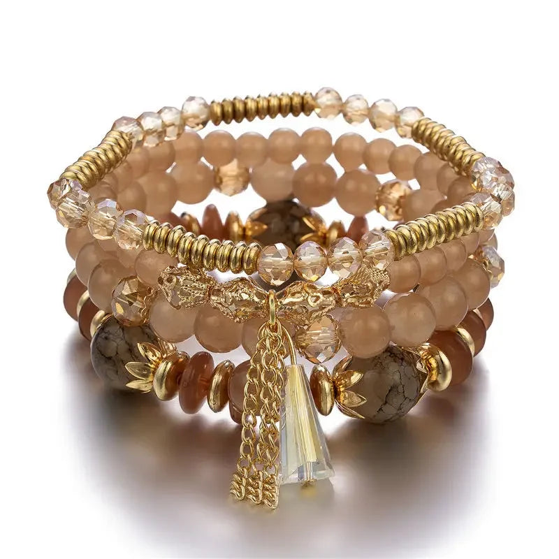 4Pcs New Tassel Charm Beads Bracelet - Piña Colada