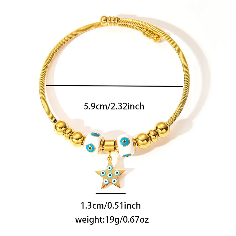 Colorful Eyes & Heart Drip Oil Pendant Bracelet - Piña Colada