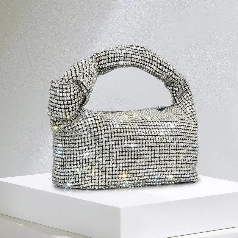 Luxury Rhinestone Knot Handle Evening Bag - Piña Colada