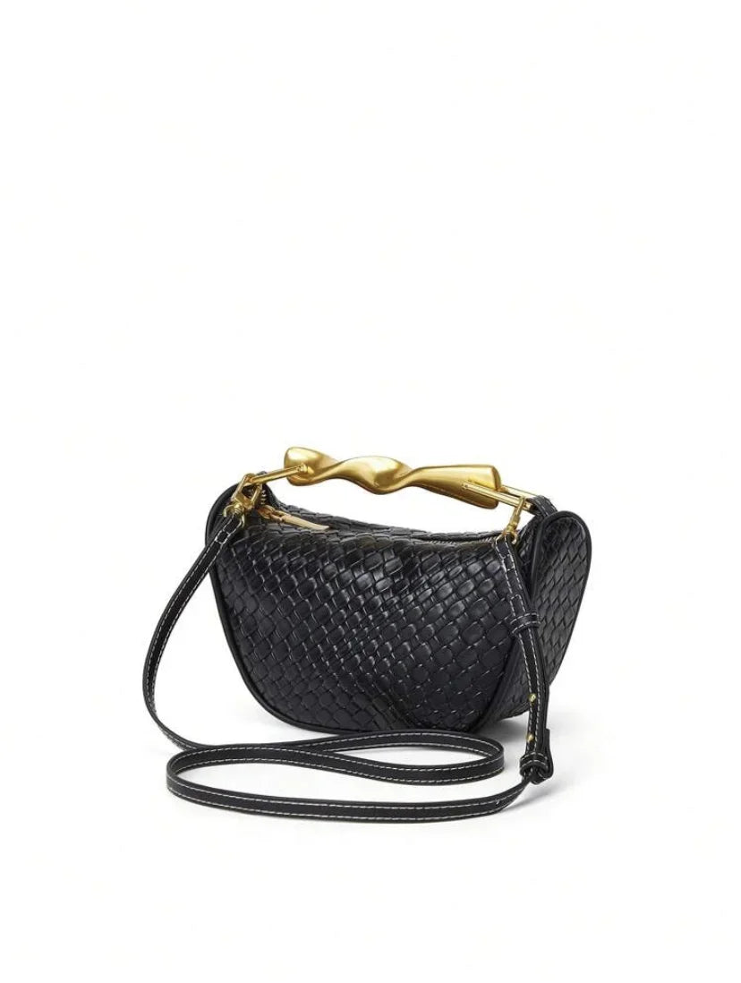 Summer Half-Moon Beach Straw Shoulder Bags Women's - Piña Colada