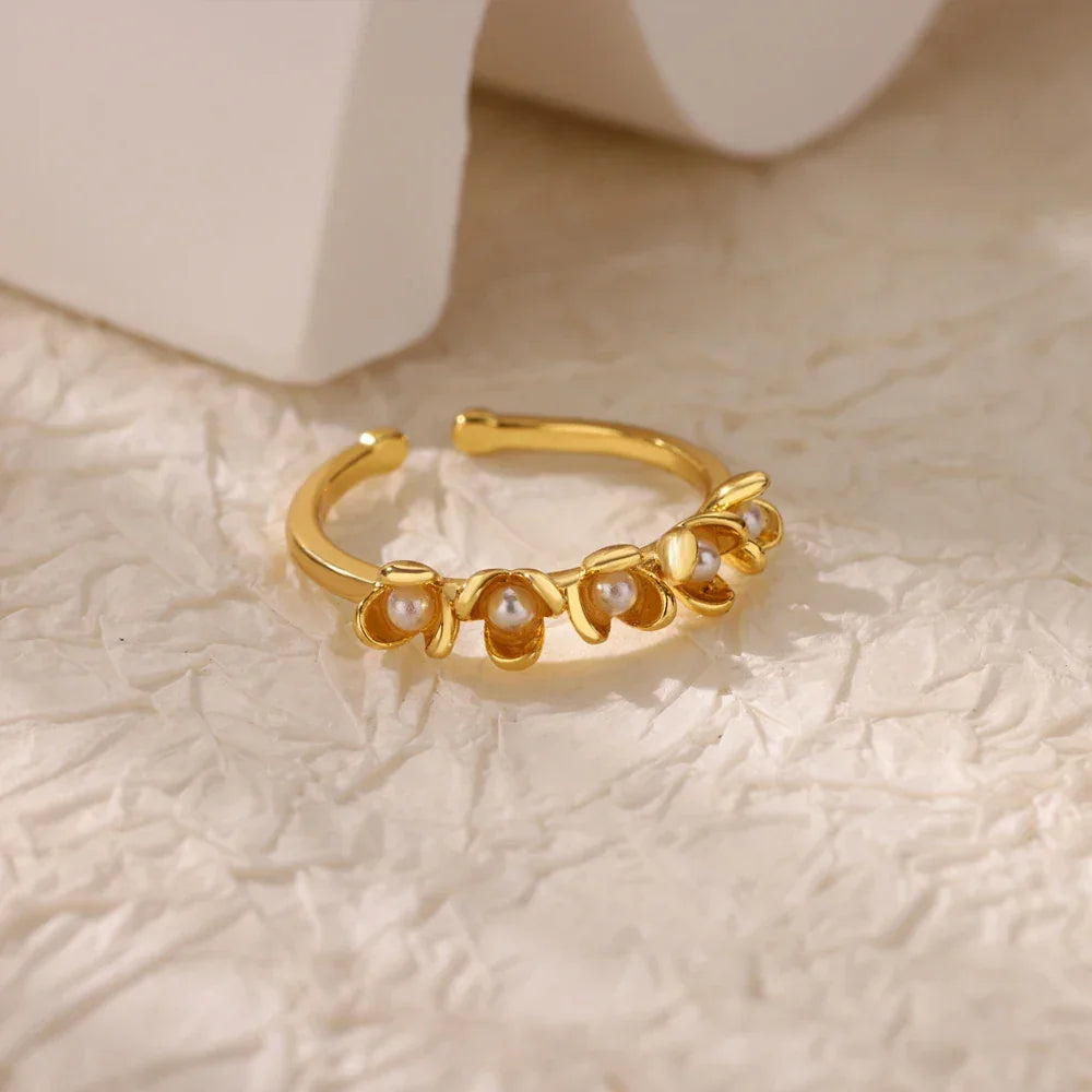 Stainless Steel Zircon Adjustable Ring - Piña Colada
