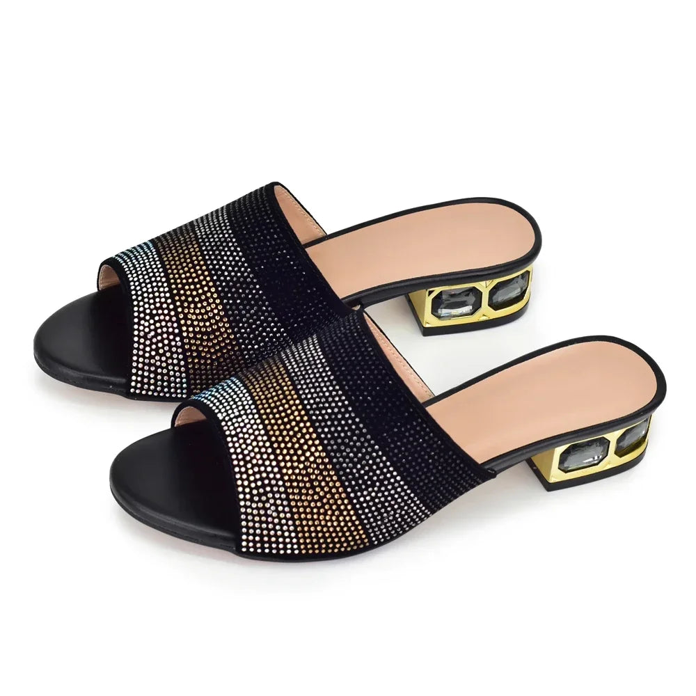 Rhinestone Crystal Sandals - Piña Colada