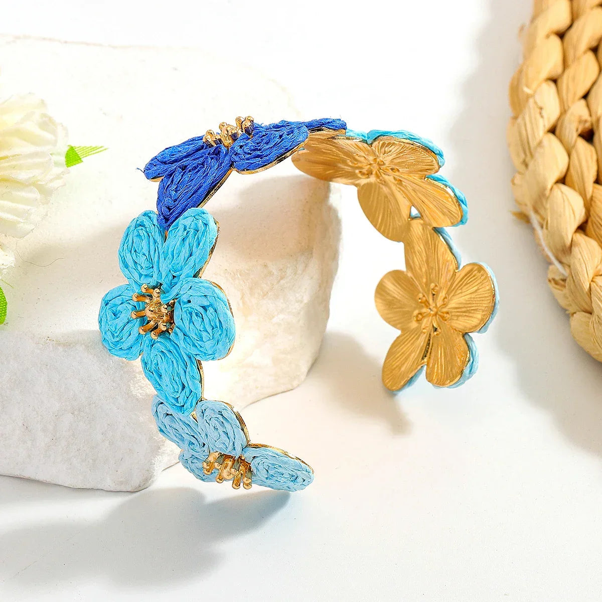 Flower Woven Cuff Bracelet Women - Piña Colada