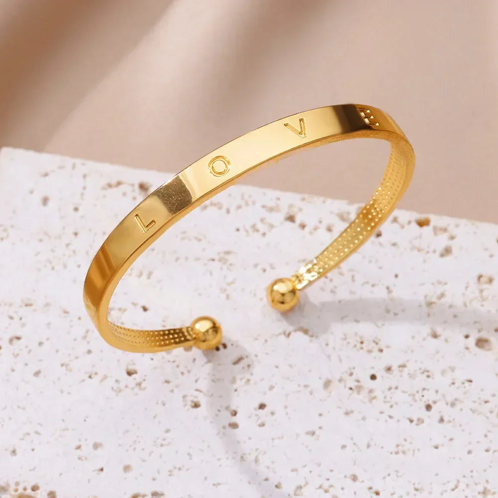 18K Gold-Plated Stainless Steel Cuff Bracelet for Women - Piña Colada