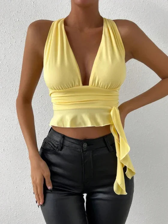 Lace-Up Slim Fit Bodysuit – Knitted Sexy Clubwear - Piña Colada