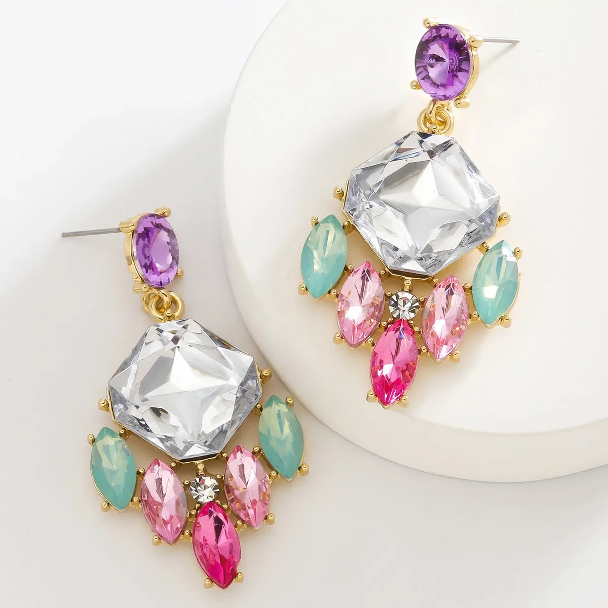 Elegant Bohemian Rhinestone Drop Earrings - Piña Colada