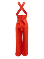 Crisscross Halter Jumpsuit - Piña Colada