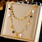 316L Stainless Steel Pearl Necklace - Piña Colada
