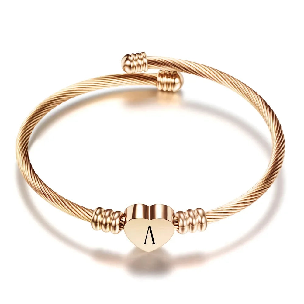 Initial Letter Cuff Bracelet Stainless Steel - Piña Colada