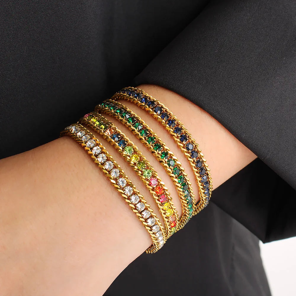 Cubic Zirconia Stainless Steel Bracelet