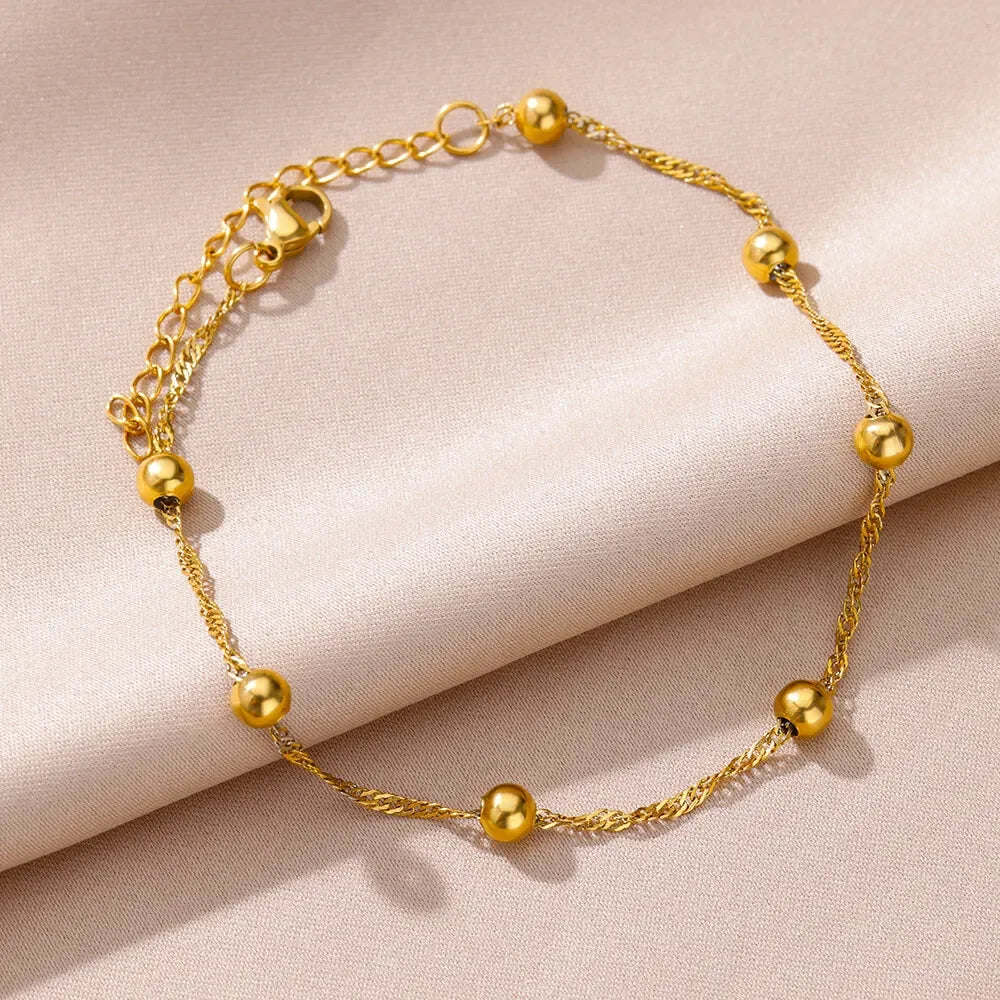Stainless Steel Gold-Plated Anklet for Women - Piña Colada