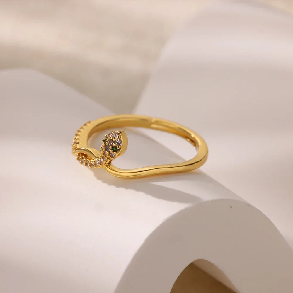 Stainless Steel Zircon Adjustable Ring - Piña Colada