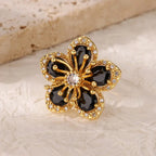 Rings Gold Plated Colorful Stone - Piña Colada