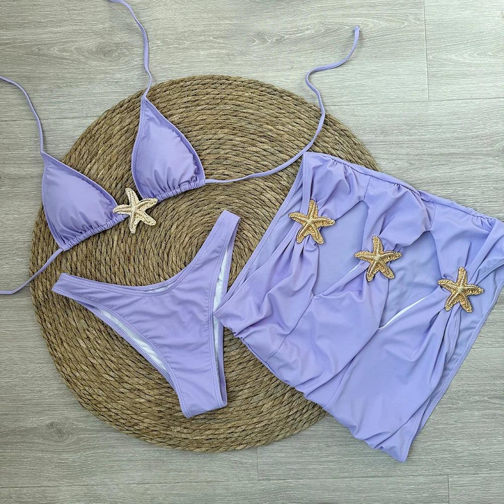 Bikini Set – 3-Piece Swimsuit Star - Piña Colada