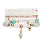 Bohemian Multicolor Stackable Beaded Bracelets - Piña Colada