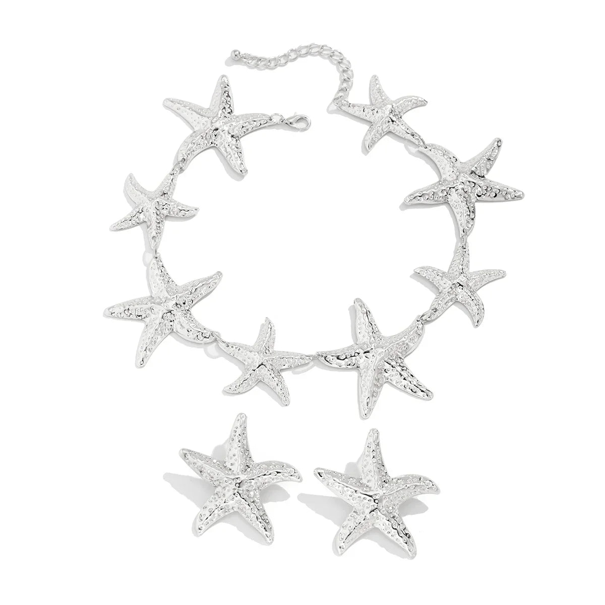 Vintage Star Jewelry Set – Gold or Silver Necklace & Earrings for Women - Piña Colada