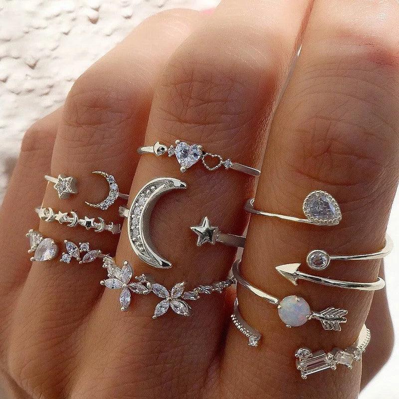 Boho Zircon Rings Set - Piña Colada