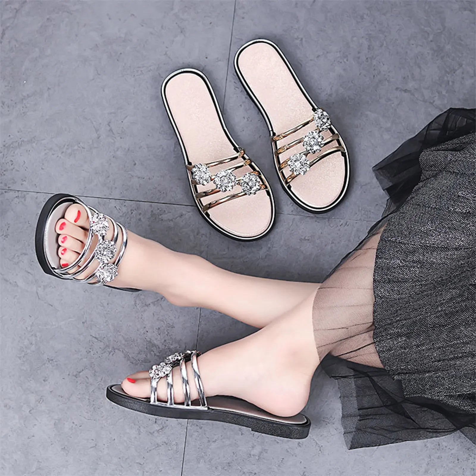 Slippers Diamond Flower Sandals - Piña Colada