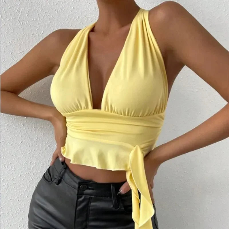 Lace-Up Slim Fit Bodysuit – Knitted Sexy Clubwear - Piña Colada