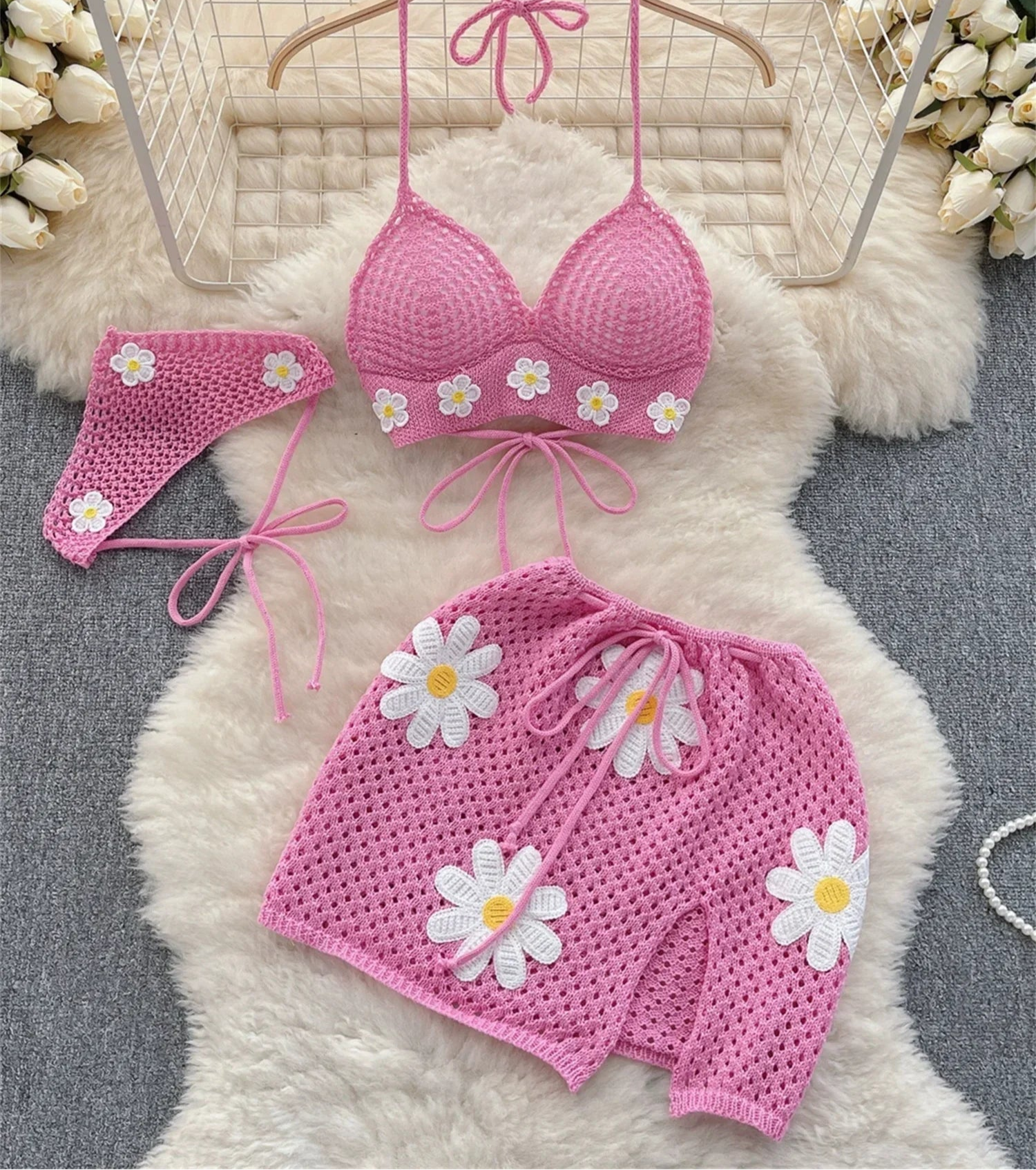 Halter Knit Two-Piece Set - Piña Colada