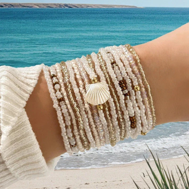Bohemian Colorful Beaded Bracelets Set - Piña Colada