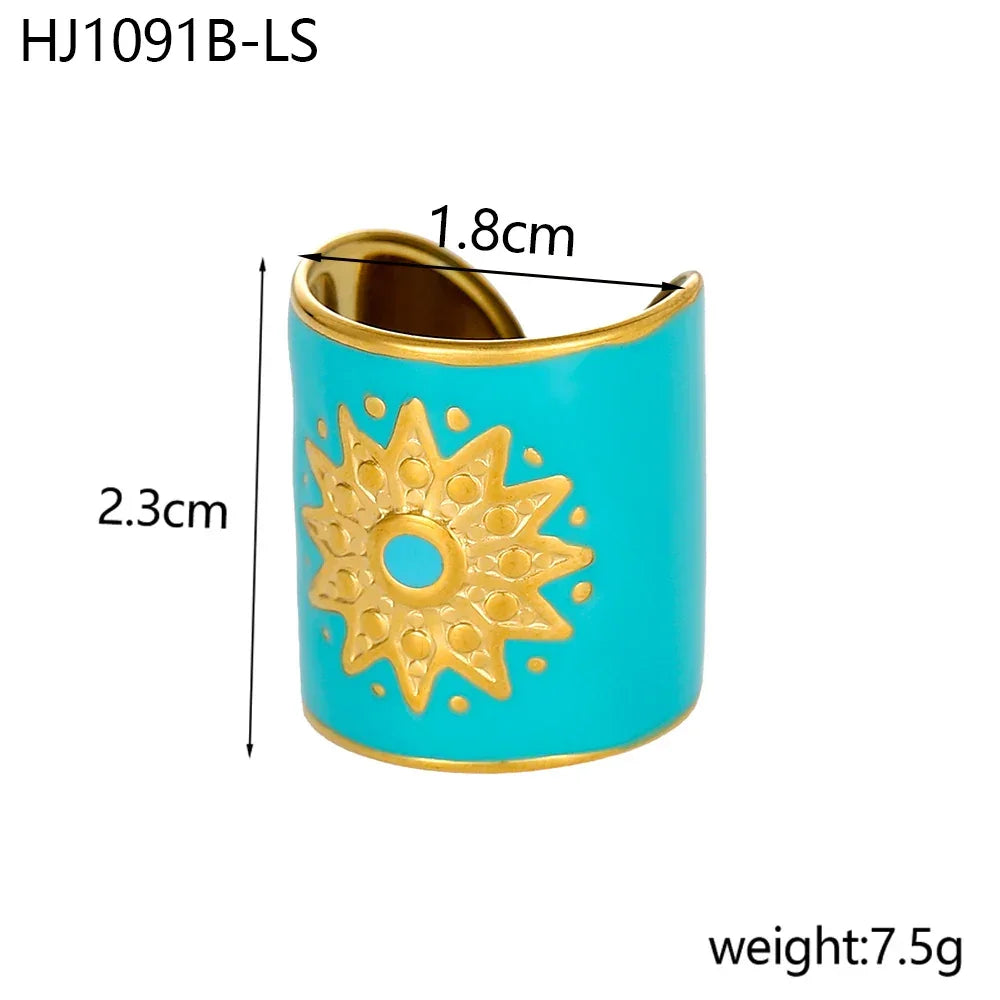 Elegant Rings Stainless Steel Muti Color Sun - Piña Colada