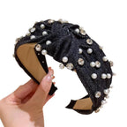 Wide Blue Denim Cross Knotted Headband - Piña Colada