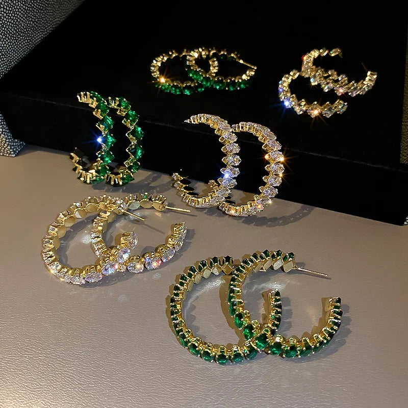 Hoop Earrings Zircon Crystal - Piña Colada