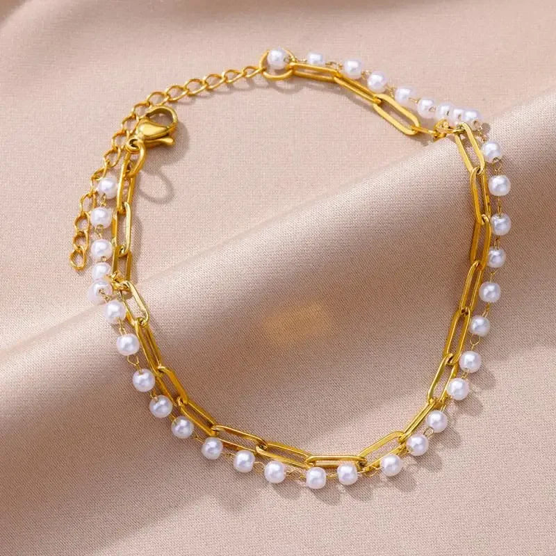 Stainless Steel Gold-Plated Anklet for Women - Piña Colada