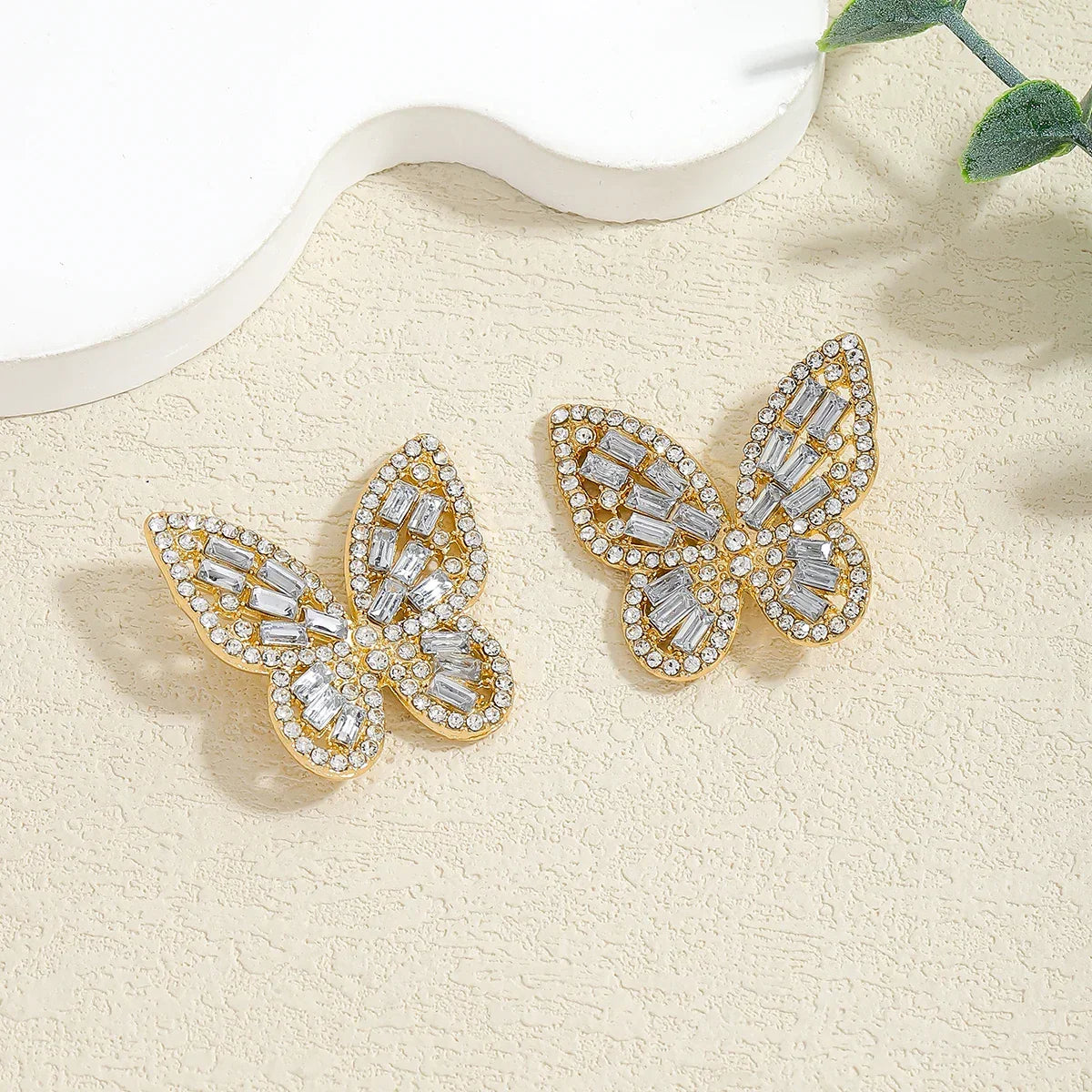 Colorful Crystal Butterfly Stud Earrings - Piña Colada